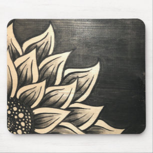 Tapis De Souris Souris de tournesol peint en noir
