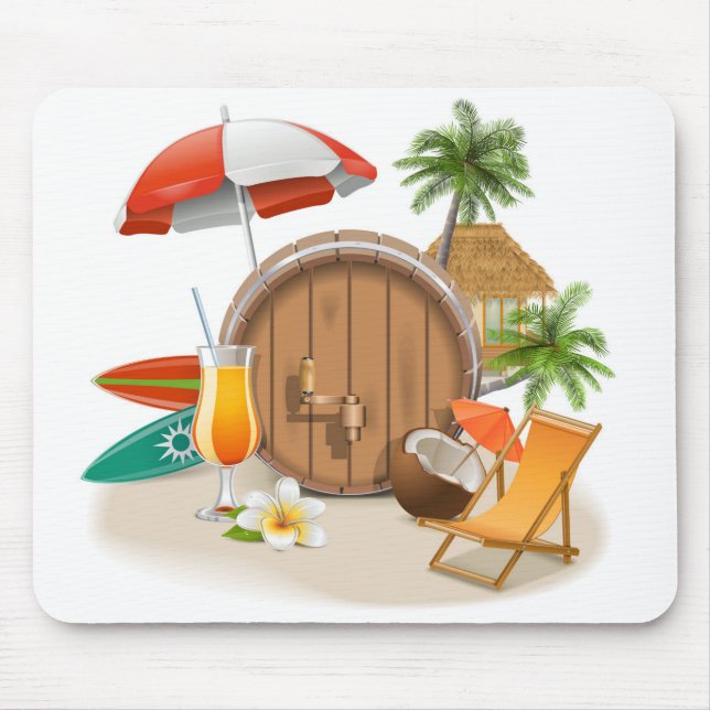 Tapis De Souris Souris de vacances tropicale (Devant)