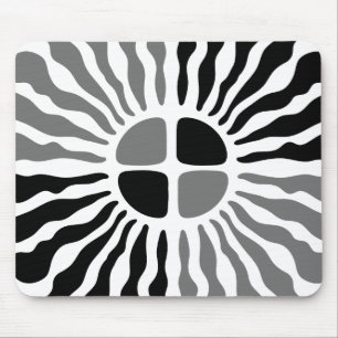 Tapis De Souris Souris Géométrique Noir et Blanc Sunburst Mod Rétr