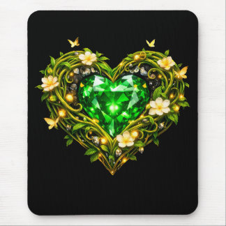 Tapis De Souris Souris Luxueuse au Cœur de Vert Émeraude Élégant