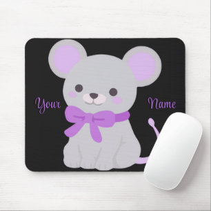 Tapis De Souris Souris Mignonne Kawaii Assise Arc-en-ciel Violet S