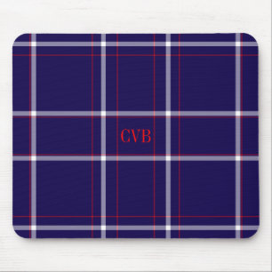 Tapis De Souris Souris Monogramme rouge vif de la marine noire