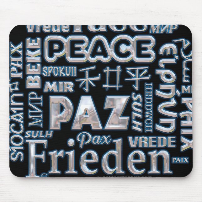 Tapis De Souris Souris multilingue noir et chrome (Devant)