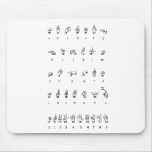 Tapis De Souris Souris Pad American Sign Language Numéros alphabét