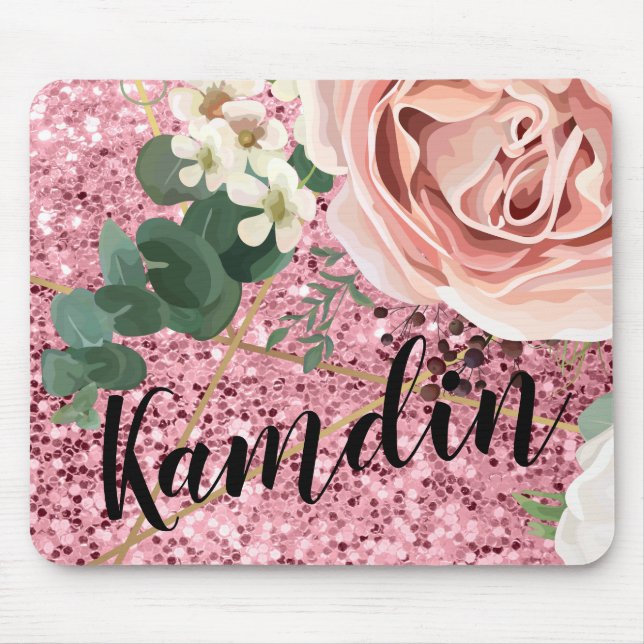 Tapis De Souris Souris personnalisée Géométrique Jardin Rose Glitt (Devant)
