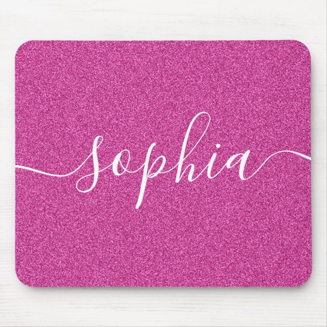Tapis De Souris Souris Pink Script Parties scintillant (Devant)