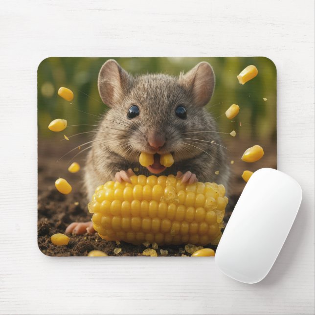 Tapis De Souris Souris profitant d'un épi de maïs (Avec souris)