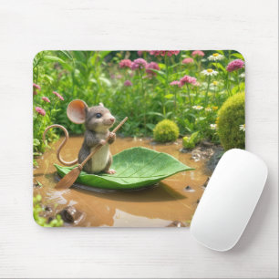 Tapis De Souris Souris ramer un bateau à feuilles vertes