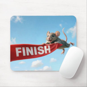 Tapis De Souris Souris s'accrochant à un ruban de ligne d'arrivée
