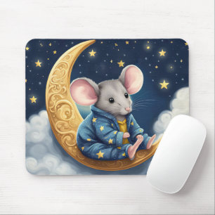 Tapis De Souris Souris Sur Crescent Moon