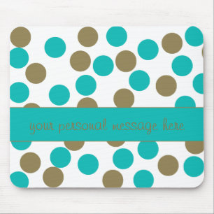 Tapis De Souris Souris turquoise bleu et tan Polka Dot