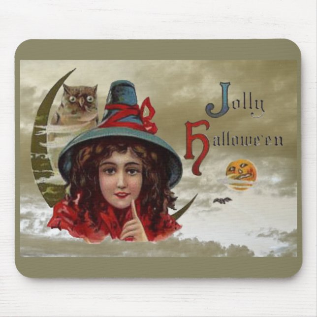 Tapis De Souris Souris vintage Jolly Halloween Witch (Devant)