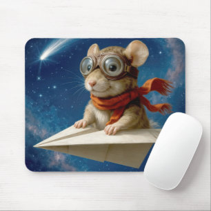 Tapis De Souris Souris volant un avion en papier