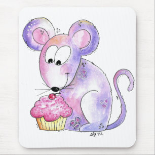 Tapis De Souris Souris Whimsical mignonne avec Cupcake