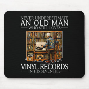 Tapis De Souris Sous-estimer un vieil homme qui aime les disques v