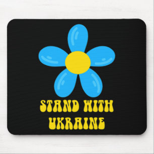 Tapis De Souris Soutenez L'Ukraine Fleur Bleue Et Jaune Solidarité