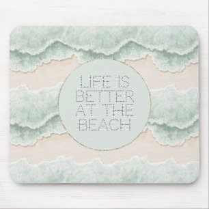 Tapis De Souris Soyez Heureux Mint Circle Beach Aqua Waves