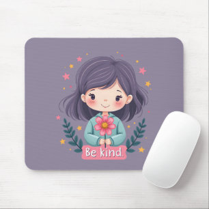 Tapis De Souris Soyez une fille mignonne avec l'art positif Fleur