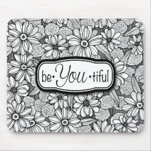 Tapis De Souris soyez•Vous•floral noir et blanc tiful (mousepad)