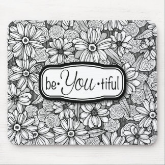 Tapis De Souris soyez•Vous•floral noir et blanc tiful (mousepad)