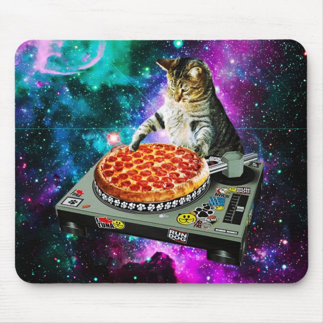 Tapis De Souris Space dj chat pizza (Devant)