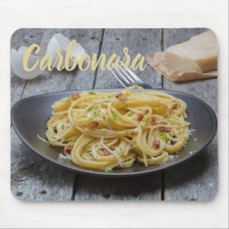 Tapis De Souris Spaghetti Carbonara Pasta avec Bacon et Parmesan