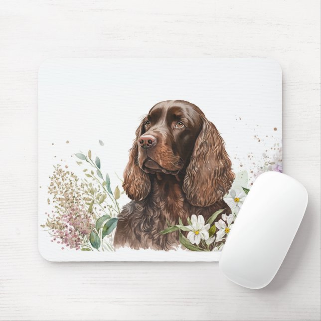 Tapis De Souris Spaniel Cocker au chocolat à Lilacs (Avec souris)