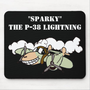 Tapis De Souris "Sparky" le dessin animé P-38 Lightning