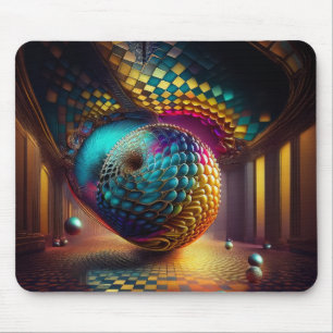 Tapis De Souris Sphère de fantaisie dans le hall damier