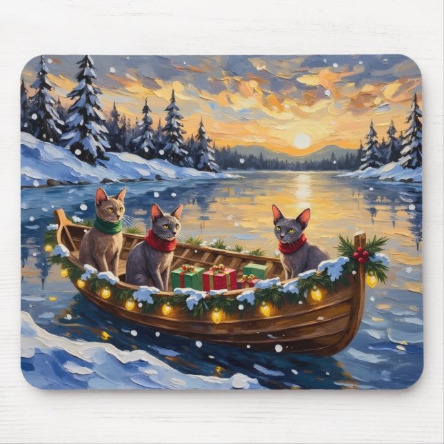 Tapis De Souris Sphynx Cat Christmas Boat Holiday (Devant)