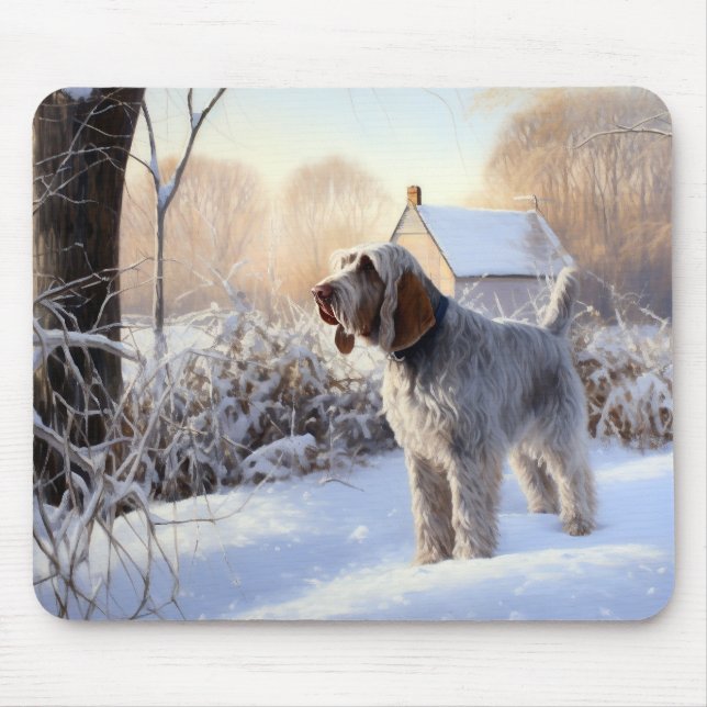 Tapis De Souris Spinone Italiano Laisser Neige Noël (Devant)