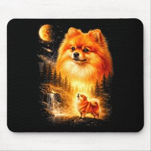 Tapis De Souris Spitz nain hurlant à la lune vintage mystique do