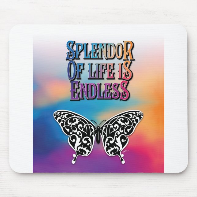 Tapis De Souris Splendeur de la vie avec papillon (Devant)