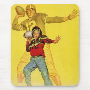 Tapis De Souris Sports Vintage, garçon futur quarterback de footba