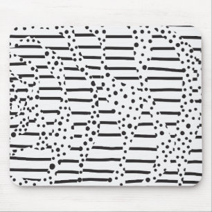Tapis De Souris Spots et bandes 2 en noir et blanc