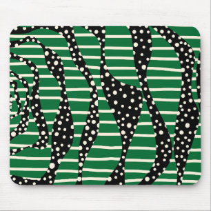 Tapis De Souris Spots et bandes 2 - Vert, Crème et Noir