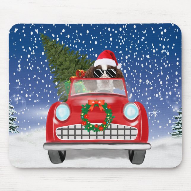 Tapis De Souris Springer Anglais Spaniel Chien Voiture En Neige No (Devant)