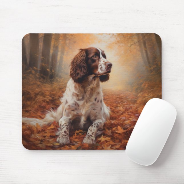 Tapis De Souris Springer Spaniel à l'automne Feuilles automne Insp (Avec souris)