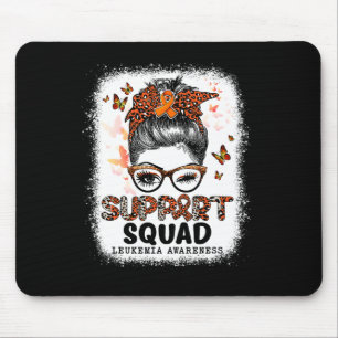 Tapis De Souris Squad Messy Bun Butterfly Orange Ribbon Leukemia