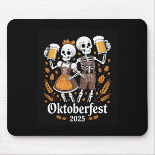 Tapis De Souris Squelette allemand Halloween Lederhosen Funny 2025