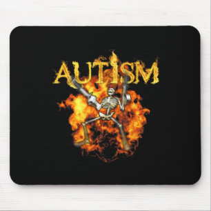 Tapis De Souris Squelette d'autisme Armes Drôle Feu Os Squelettiqu