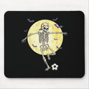 Tapis De Souris Squelette drôle jouant au football Halloween drôle