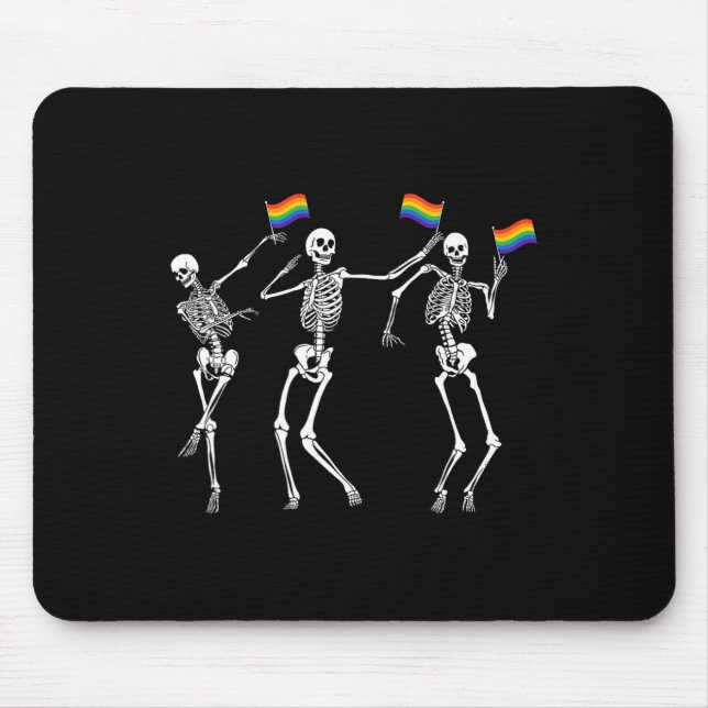 Tapis De Souris Squelette Halloween Lgbt Drapeau Squelette Gay pri (Devant)