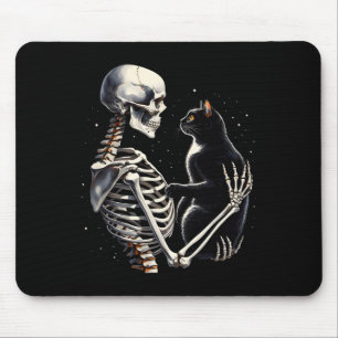 Tapis De Souris Squelette Jouant Avec Un Graphique Chat Crâne Chat