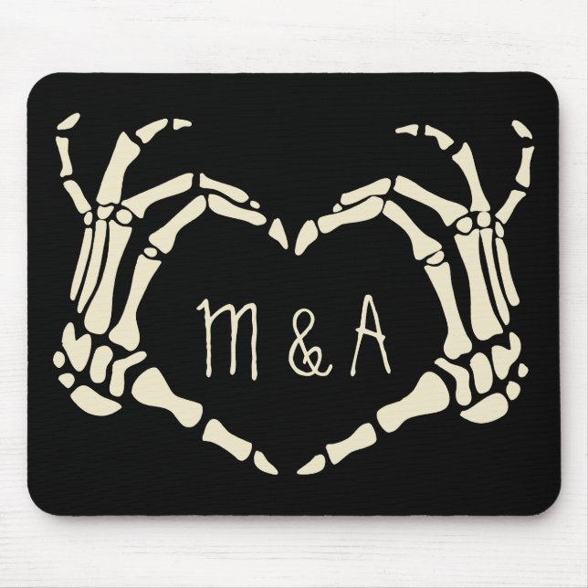 Tapis De Souris Squelette Mains Forme de coeur Personnalisé Style  (Devant)