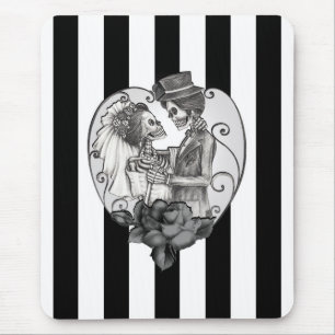 Tapis De Souris Squelette rayé couple amoureux mariage danse