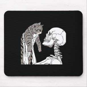 Tapis De Souris Squelette tenant un chat Lazy Costume d'Halloween 