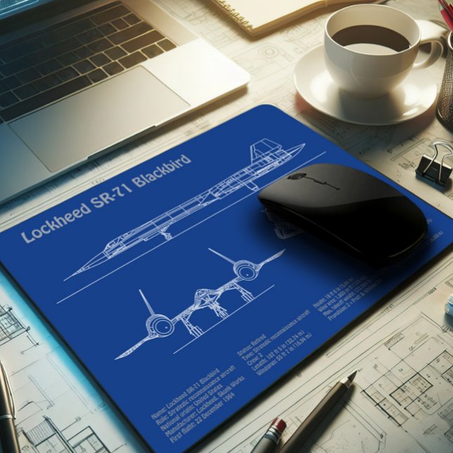 Tapis De Souris SR-71 Blackbird - Plan directeur de l'avion AD (Créateur téléchargé)