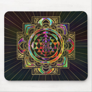 Tapis De Souris Sri encadré par or coloré Yantra Sri Chakra