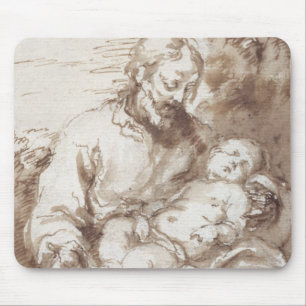 Tapis De Souris St Joseph avec l'enfant de sommeil du Christ